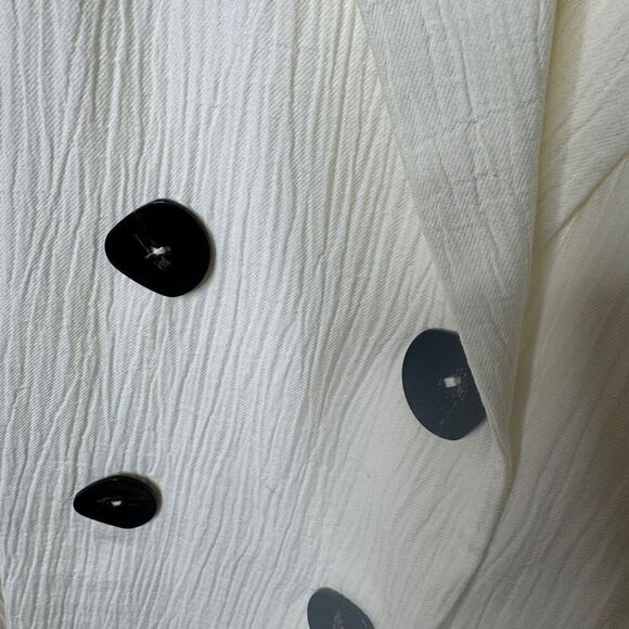 Zara Blazer Women's Large White Wrinkle Look Ecru Double Breasted Oversized - Picture 3 of 13